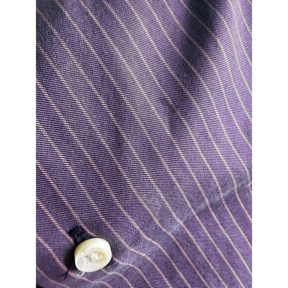 Duncan Quinn Striped Purple Button Down Shirt Cotton Silk Blend Size 17 - Picture 7 of 7